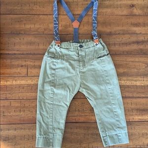 Zara  khaki pants with suspenders overall